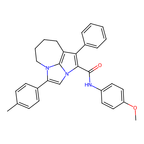 N-(4-methoxyphenyl)-1-phenyl-4-(p-tolyl)-5,6,7,8-tetrahydro-2a,4a-diazacyclopenta[cd]azulene-2-carboxamide structure