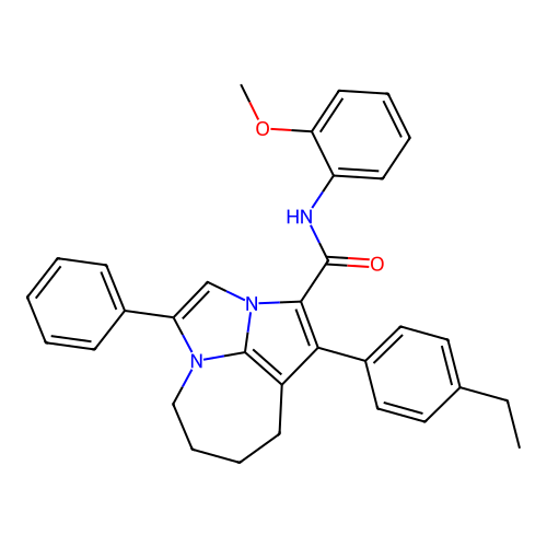 1-(4-ethylphenyl)-N-(2-methoxyphenyl)-4-phenyl-5,6,7,8-tetrahydro-2a,4a-diazacyclopenta[cd]azulene-2-carboxamide structure
