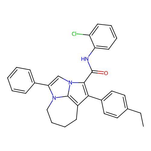 N-(2-chlorophenyl)-1-(4-ethylphenyl)-4-phenyl-5,6,7,8-tetrahydro-2a,4a-diazacyclopenta[cd]azulene-2-carboxamide structure