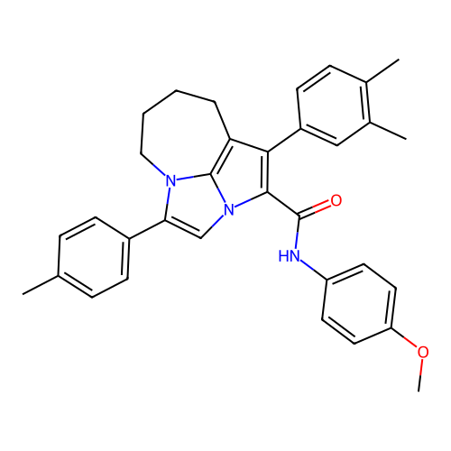 1-(3,4-dimethylphenyl)-N-(4-methoxyphenyl)-4-(4-methylphenyl)-5,6,7,8-tetrahydro-2a,4a-diazacyclopenta[cd]azulene-2-carboxamide structure
