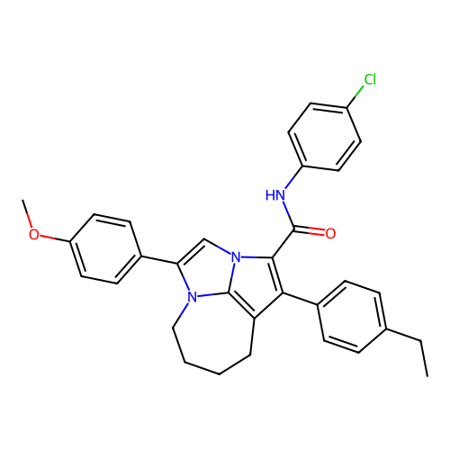 N-(4-chlorophenyl)-1-(4-ethylphenyl)-4-(4-methoxyphenyl)-5,6,7,8-tetrahydro-2a,4a-diazacyclopenta[cd]azulene-2-carboxamide structure