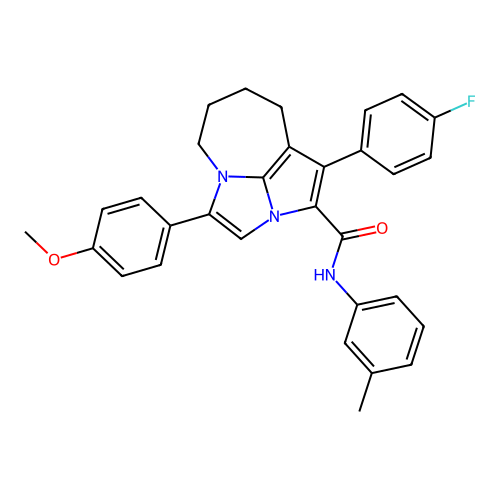 1-(4-fluorophenyl)-4-(4-methoxyphenyl)-N-(3-methylphenyl)-5,6,7,8-tetrahydro-2a,4a-diazacyclopenta[cd]azulene-2-carboxamide structure