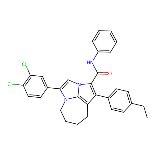 4-(3,4-dichlorophenyl)-1-(4-ethylphenyl)-N-phenyl-5,6,7,8-tetrahydro-2a,4a-diazacyclopenta[cd]azulene-2-carboxamide structure