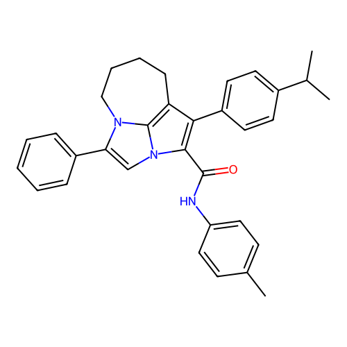 1-(4-isopropylphenyl)-4-phenyl-N-(p-tolyl)-5,6,7,8-tetrahydro-2a,4a-diazacyclopenta[cd]azulene-2-carboxamide structure