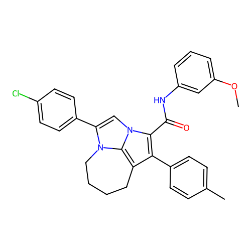 4-(4-chlorophenyl)-N-(3-methoxyphenyl)-1-(4-methylphenyl)-5,6,7,8-tetrahydro-2a,4a-diazacyclopenta[cd]azulene-2-carboxamide structure