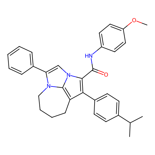 1-(4-isopropylphenyl)-N-(4-methoxyphenyl)-4-phenyl-5,6,7,8-tetrahydro-2a,4a-diazacyclopenta[cd]azulene-2-carboxamide structure