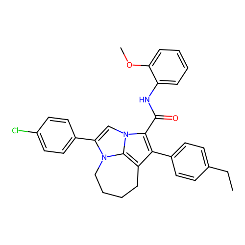 4-(4-chlorophenyl)-1-(4-ethylphenyl)-N-(2-methoxyphenyl)-5,6,7,8-tetrahydro-2a,4a-diazacyclopenta[cd]azulene-2-carboxamide structure