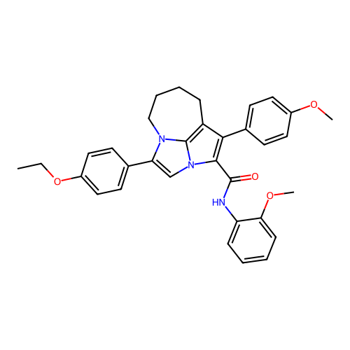 4-(4-ethoxyphenyl)-N-(2-methoxyphenyl)-1-(4-methoxyphenyl)-5,6,7,8-tetrahydro-2a,4a-diazacyclopenta[cd]azulene-2-carboxamide structure