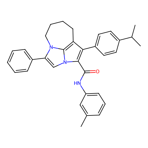 1-(4-isopropylphenyl)-4-phenyl-N-(m-tolyl)-5,6,7,8-tetrahydro-2a,4a-diazacyclopenta[cd]azulene-2-carboxamide structure