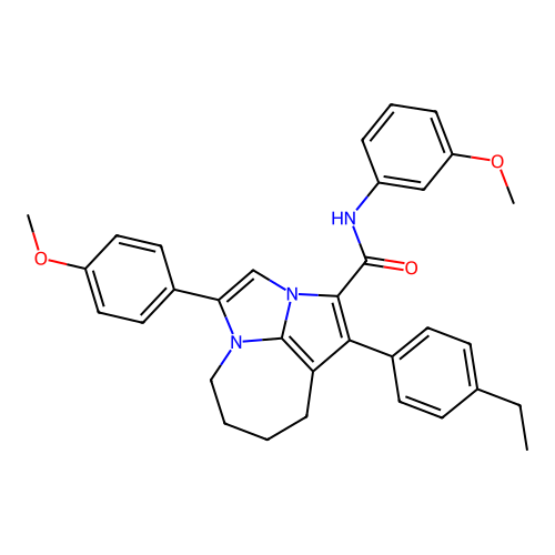 1-(4-ethylphenyl)-N-(3-methoxyphenyl)-4-(4-methoxyphenyl)-5,6,7,8-tetrahydro-2a,4a-diazacyclopenta[cd]azulene-2-carboxamide structure