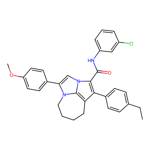 N-(3-chlorophenyl)-1-(4-ethylphenyl)-4-(4-methoxyphenyl)-5,6,7,8-tetrahydro-2a,4a-diazacyclopenta[cd]azulene-2-carboxamide structure