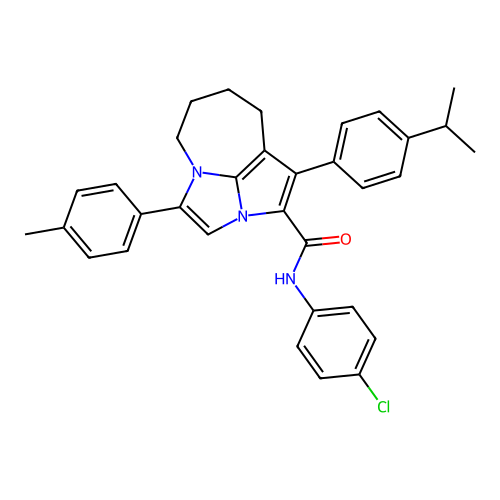 N-(4-chlorophenyl)-1-(4-isopropylphenyl)-4-(p-tolyl)-5,6,7,8-tetrahydro-2a,4a-diazacyclopenta[cd]azulene-2-carboxamide structure