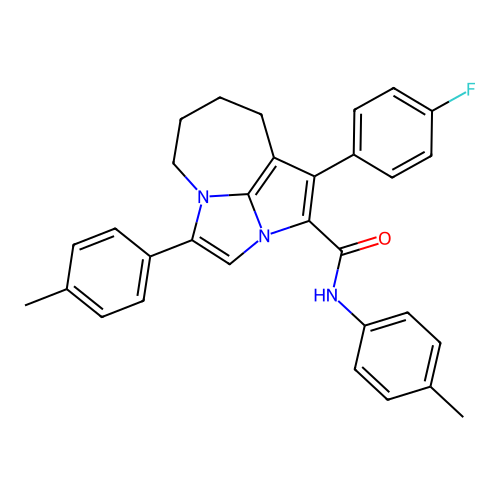 1-(4-fluorophenyl)-N,4-bis(4-methylphenyl)-5,6,7,8-tetrahydro-2a,4a-diazacyclopenta[cd]azulene-2-carboxamide structure