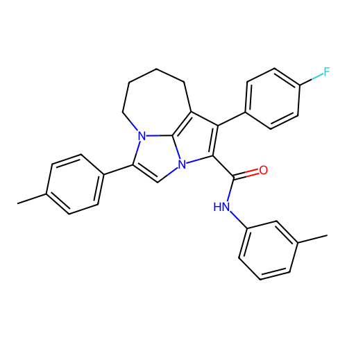 1-(4-fluorophenyl)-N-(3-methylphenyl)-4-(4-methylphenyl)-5,6,7,8-tetrahydro-2a,4a-diazacyclopenta[cd]azulene-2-carboxamide structure