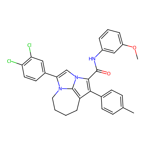 4-(3,4-dichlorophenyl)-N-(3-methoxyphenyl)-1-(4-methylphenyl)-5,6,7,8-tetrahydro-2a,4a-diazacyclopenta[cd]azulene-2-carboxamide structure