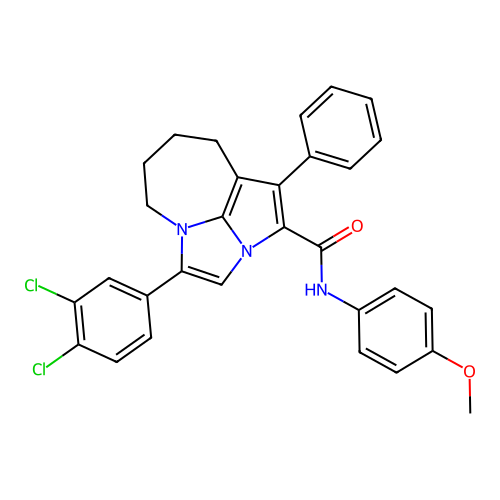 4-(3,4-dichlorophenyl)-N-(4-methoxyphenyl)-1-phenyl-5,6,7,8-tetrahydro-2a,4a-diazacyclopenta[cd]azulene-2-carboxamide structure