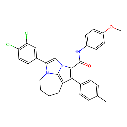 4-(3,4-dichlorophenyl)-N-(4-methoxyphenyl)-1-(4-methylphenyl)-5,6,7,8-tetrahydro-2a,4a-diazacyclopenta[cd]azulene-2-carboxamide structure