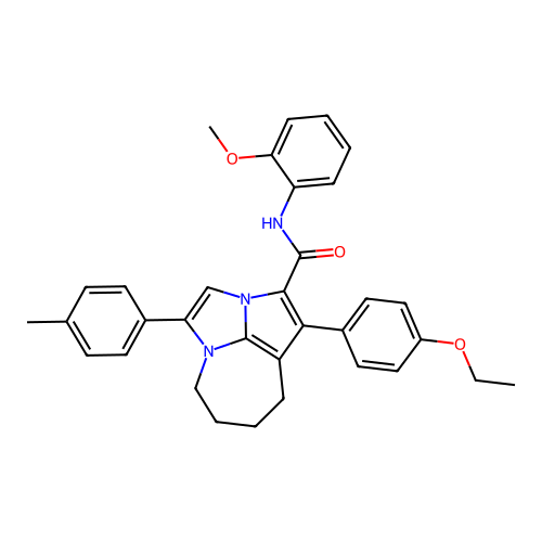 1-(4-ethoxyphenyl)-N-(2-methoxyphenyl)-4-(4-methylphenyl)-5,6,7,8-tetrahydro-2a,4a-diazacyclopenta[cd]azulene-2-carboxamide structure