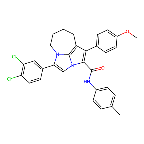 4-(3,4-dichlorophenyl)-1-(4-methoxyphenyl)-N-(4-methylphenyl)-5,6,7,8-tetrahydro-2a,4a-diazacyclopenta[cd]azulene-2-carboxamide structure