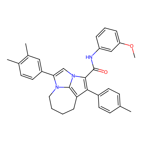 4-(3,4-dimethylphenyl)-N-(3-methoxyphenyl)-1-(4-methylphenyl)-5,6,7,8-tetrahydro-2a,4a-diazacyclopenta[cd]azulene-2-carboxamide structure