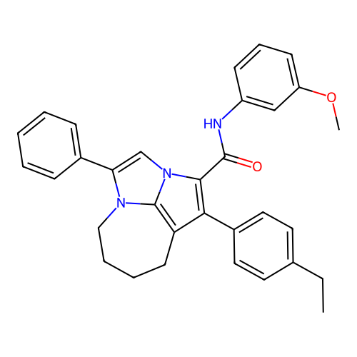 1-(4-ethylphenyl)-N-(3-methoxyphenyl)-4-phenyl-5,6,7,8-tetrahydro-2a,4a-diazacyclopenta[cd]azulene-2-carboxamide structure