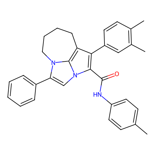 1-(3,4-dimethylphenyl)-4-phenyl-N-(p-tolyl)-5,6,7,8-tetrahydro-2a,4a-diazacyclopenta[cd]azulene-2-carboxamide structure