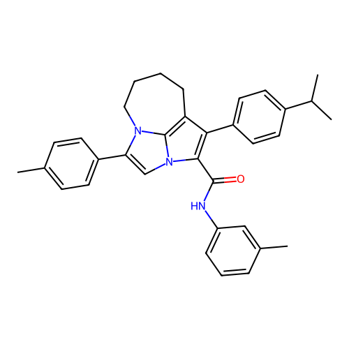 1-(4-isopropylphenyl)-N-(m-tolyl)-4-(p-tolyl)-5,6,7,8-tetrahydro-2a,4a-diazacyclopenta[cd]azulene-2-carboxamide structure