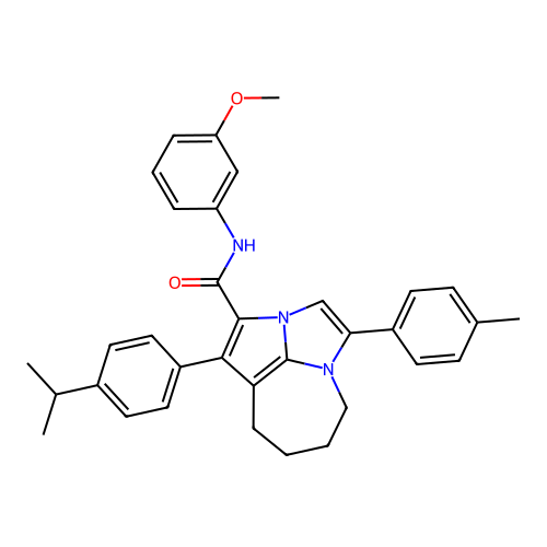 1-(4-isopropylphenyl)-N-(3-methoxyphenyl)-4-(p-tolyl)-5,6,7,8-tetrahydro-2a,4a-diazacyclopenta[cd]azulene-2-carboxamide structure