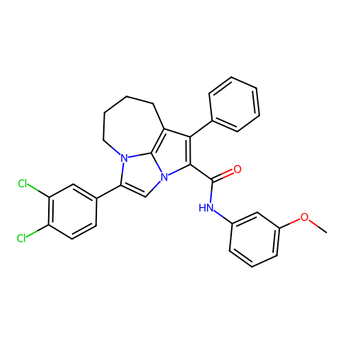 4-(3,4-dichlorophenyl)-N-(3-methoxyphenyl)-1-phenyl-5,6,7,8-tetrahydro-2a,4a-diazacyclopenta[cd]azulene-2-carboxamide structure