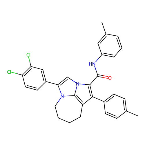 4-(3,4-dichlorophenyl)-N-(3-methylphenyl)-1-(4-methylphenyl)-5,6,7,8-tetrahydro-2a,4a-diazacyclopenta[cd]azulene-2-carboxamide structure