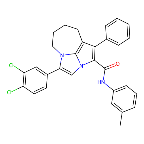 4-(3,4-dichlorophenyl)-1-phenyl-N-(m-tolyl)-5,6,7,8-tetrahydro-2a,4a-diazacyclopenta[cd]azulene-2-carboxamide structure