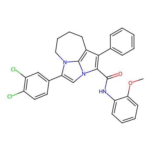 4-(3,4-dichlorophenyl)-N-(2-methoxyphenyl)-1-phenyl-5,6,7,8-tetrahydro-2a,4a-diazacyclopenta[cd]azulene-2-carboxamide structure