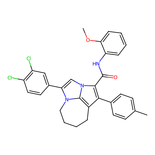 4-(3,4-dichlorophenyl)-N-(2-methoxyphenyl)-1-(4-methylphenyl)-5,6,7,8-tetrahydro-2a,4a-diazacyclopenta[cd]azulene-2-carboxamide structure