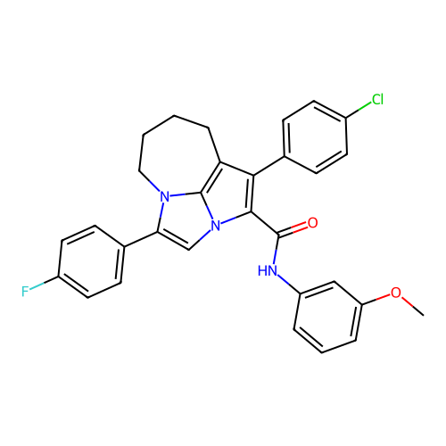 1-(4-chlorophenyl)-4-(4-fluorophenyl)-N-(3-methoxyphenyl)-5,6,7,8-tetrahydro-2a,4a-diazacyclopenta[cd]azulene-2-carboxamide structure