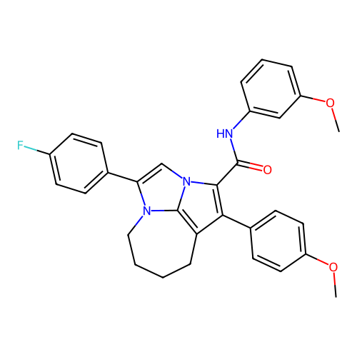 4-(4-fluorophenyl)-N-(3-methoxyphenyl)-1-(4-methoxyphenyl)-5,6,7,8-tetrahydro-2a,4a-diazacyclopenta[cd]azulene-2-carboxamide structure