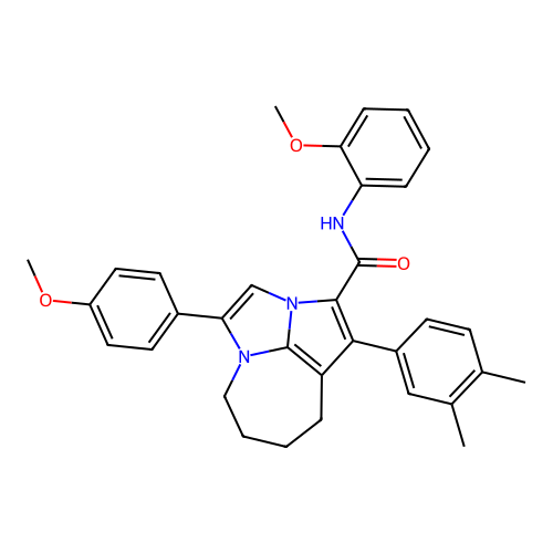 1-(3,4-dimethylphenyl)-N-(2-methoxyphenyl)-4-(4-methoxyphenyl)-5,6,7,8-tetrahydro-2a,4a-diazacyclopenta[cd]azulene-2-carboxamide structure