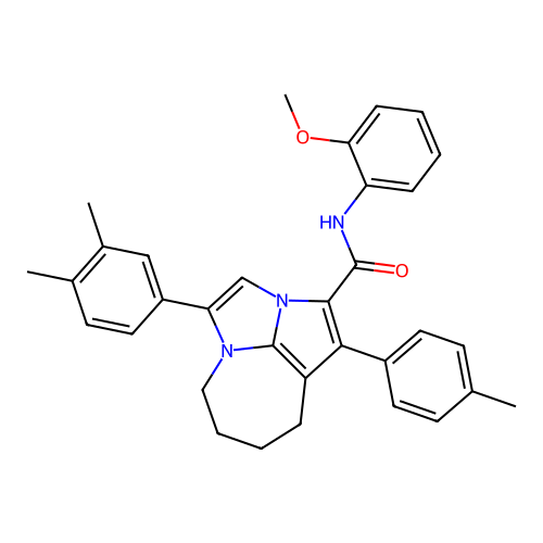 4-(3,4-dimethylphenyl)-N-(2-methoxyphenyl)-1-(4-methylphenyl)-5,6,7,8-tetrahydro-2a,4a-diazacyclopenta[cd]azulene-2-carboxamide structure
