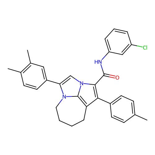 N-(3-chlorophenyl)-4-(3,4-dimethylphenyl)-1-(4-methylphenyl)-5,6,7,8-tetrahydro-2a,4a-diazacyclopenta[cd]azulene-2-carboxamide structure
