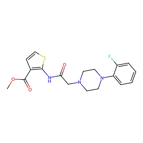 Methyl 2-{2-[4-(2-fluorophenyl)piperazinyl]acetylamino}thiophene-3-carboxylate structure