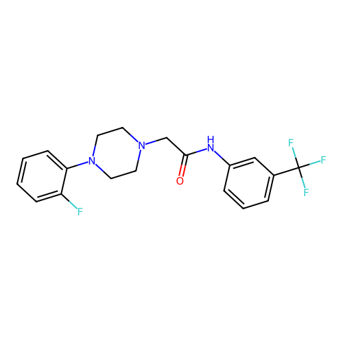 2-[4-(2-fluorophenyl)piperazin-1-yl]-N-[3-(trifluoromethyl)phenyl]acetamide structure