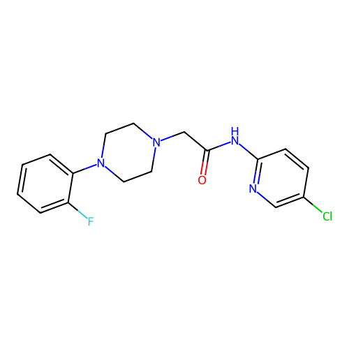 N-(5-chloropyridin-2-yl)-2-[4-(2-fluorophenyl)piperazin-1-yl]acetamide structure