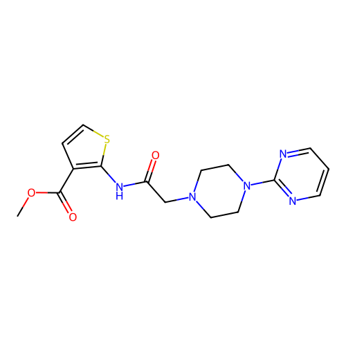 Methyl 2-[2-(4-pyrimidin-2-ylpiperazinyl)acetylamino]thiophene-3-carboxylate structure