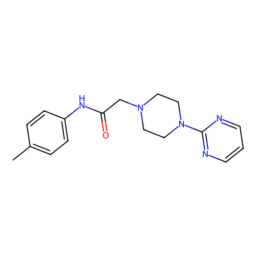 N-(4-methylphenyl)-2-(4-pyrimidin-2-ylpiperazin-1-yl)acetamide structure