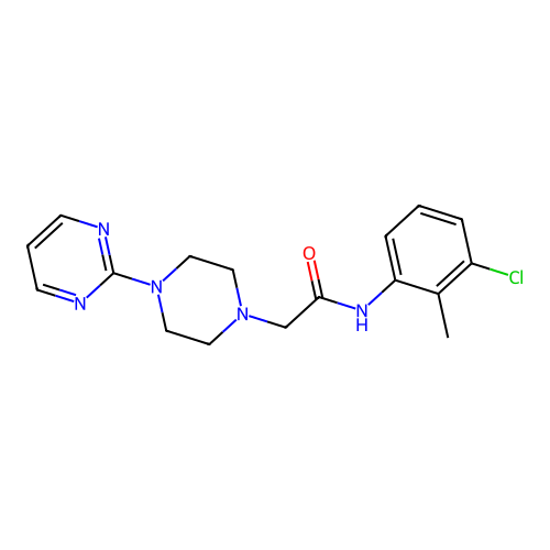 N-(3-chloro-2-methylphenyl)-2-(4-pyrimidin-2-ylpiperazin-1-yl)acetamide structure