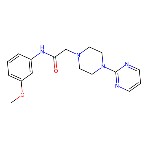 N-(3-methoxyphenyl)-2-(4-pyrimidin-2-ylpiperazin-1-yl)acetamide structure