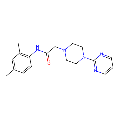 N-(2,4-dimethylphenyl)-2-(4-pyrimidin-2-ylpiperazin-1-yl)acetamide structure