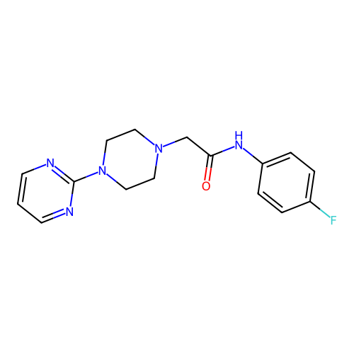 N-(4-fluorophenyl)-2-(4-pyrimidin-2-ylpiperazin-1-yl)acetamide structure