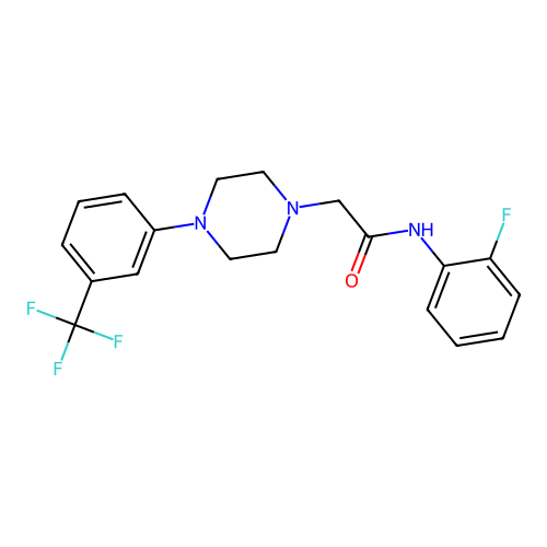 N-(2-fluorophenyl)-2-[4-[3-(trifluoromethyl)phenyl]piperazin-1-yl]acetamide structure