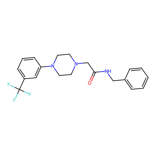 N-benzyl-2-[4-[3-(trifluoromethyl)phenyl]piperazin-1-yl]acetamide structure