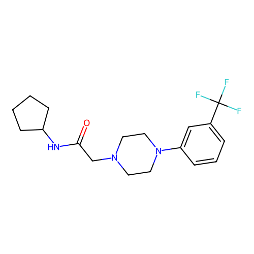 N-cyclopentyl-2-[4-[3-(trifluoromethyl)phenyl]piperazin-1-yl]acetamide structure